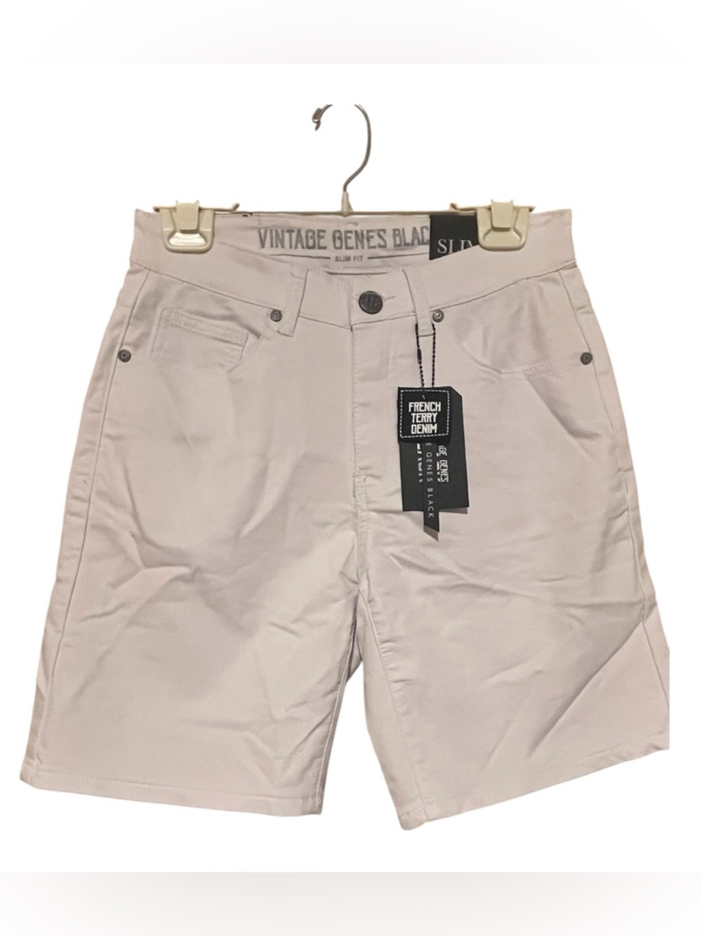 Vintage Genes Black Slim Fit White Men’s Flat Front Shorts Size W28 NWT